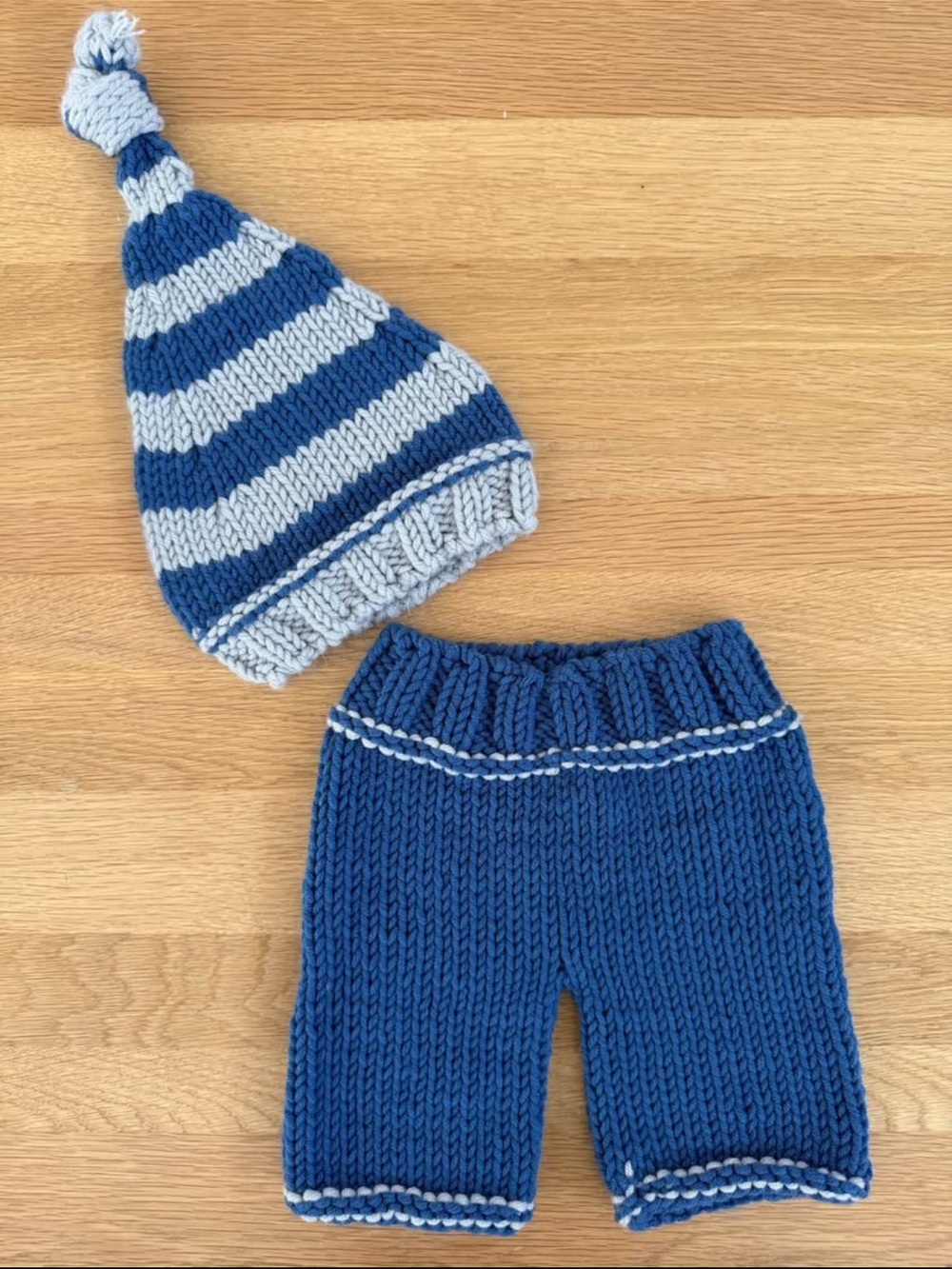 Knitted Newborn Pants and Matching Hat